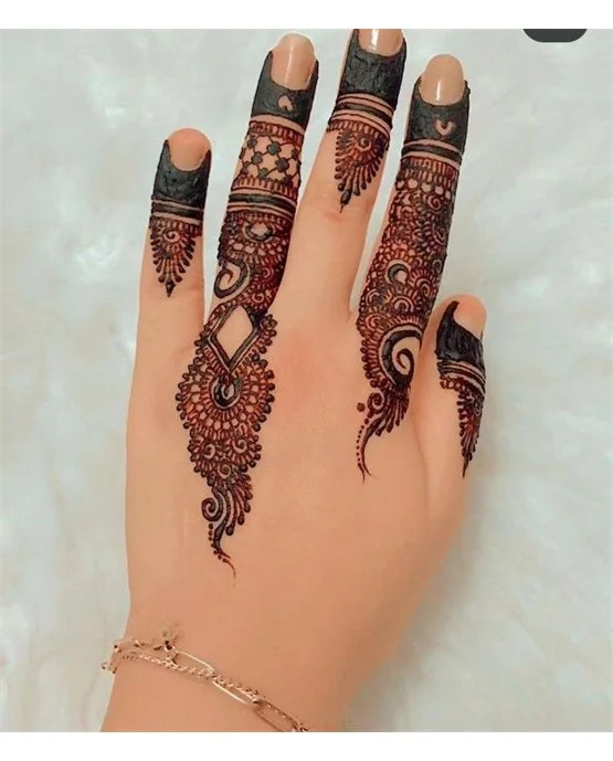 Creative Blend And Butterfly Featuring Finger Mehndi Design